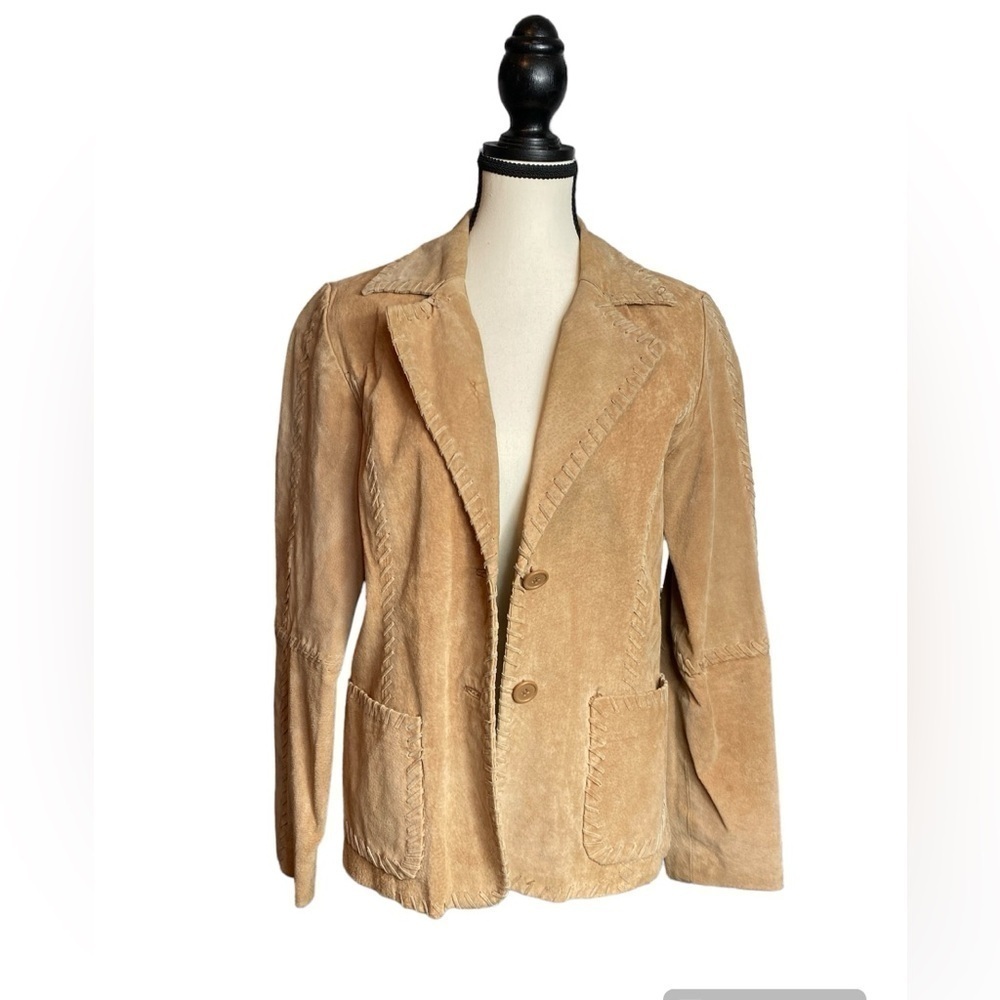 Rampage suede blazer or jacket with whipstitch details M boho chic